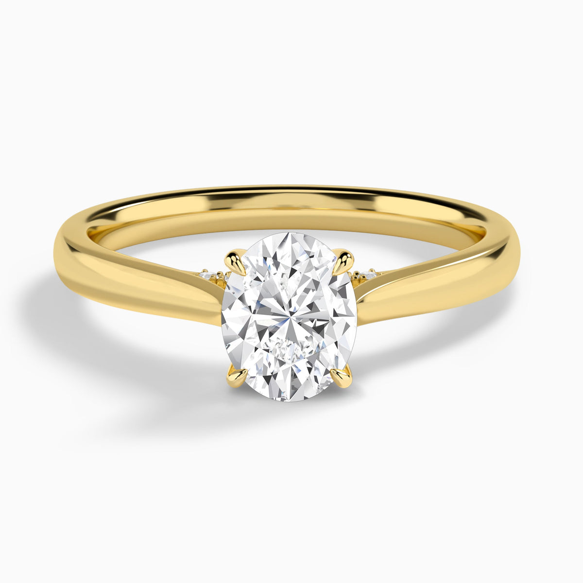 Oval Ophelia Lab Grown Diamond Engagement Ring In 14K Yellow Gold - Lucenjuri