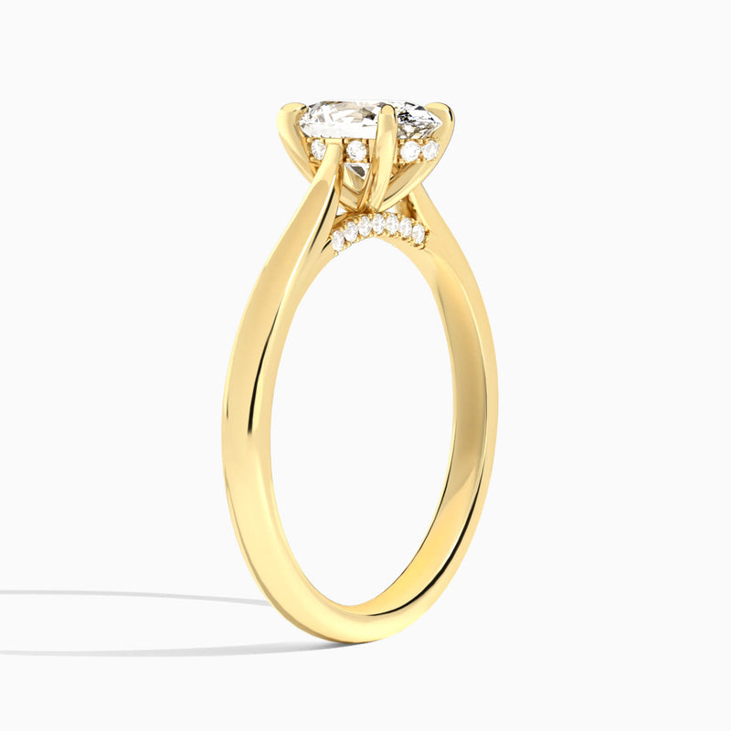 Oval Ophelia Lab Grown Diamond Engagement Ring In 14K Yellow Gold, Angle View