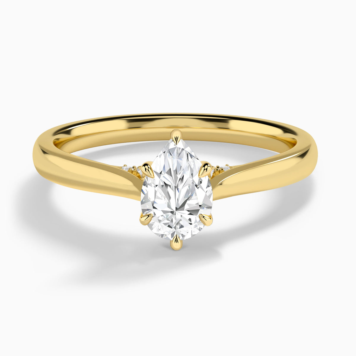 Pear Ophelia Lab Grown Diamond Engagement Ring In 18K Yellow Gold - Lucenjuri