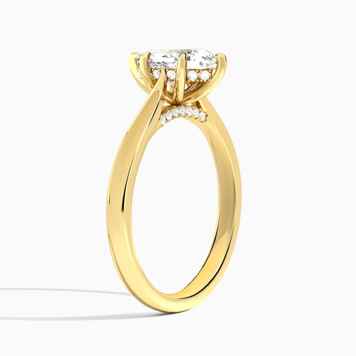 Pear Ophelia Lab Grown Diamond Engagement Ring In 18K Yellow Gold, Angle View