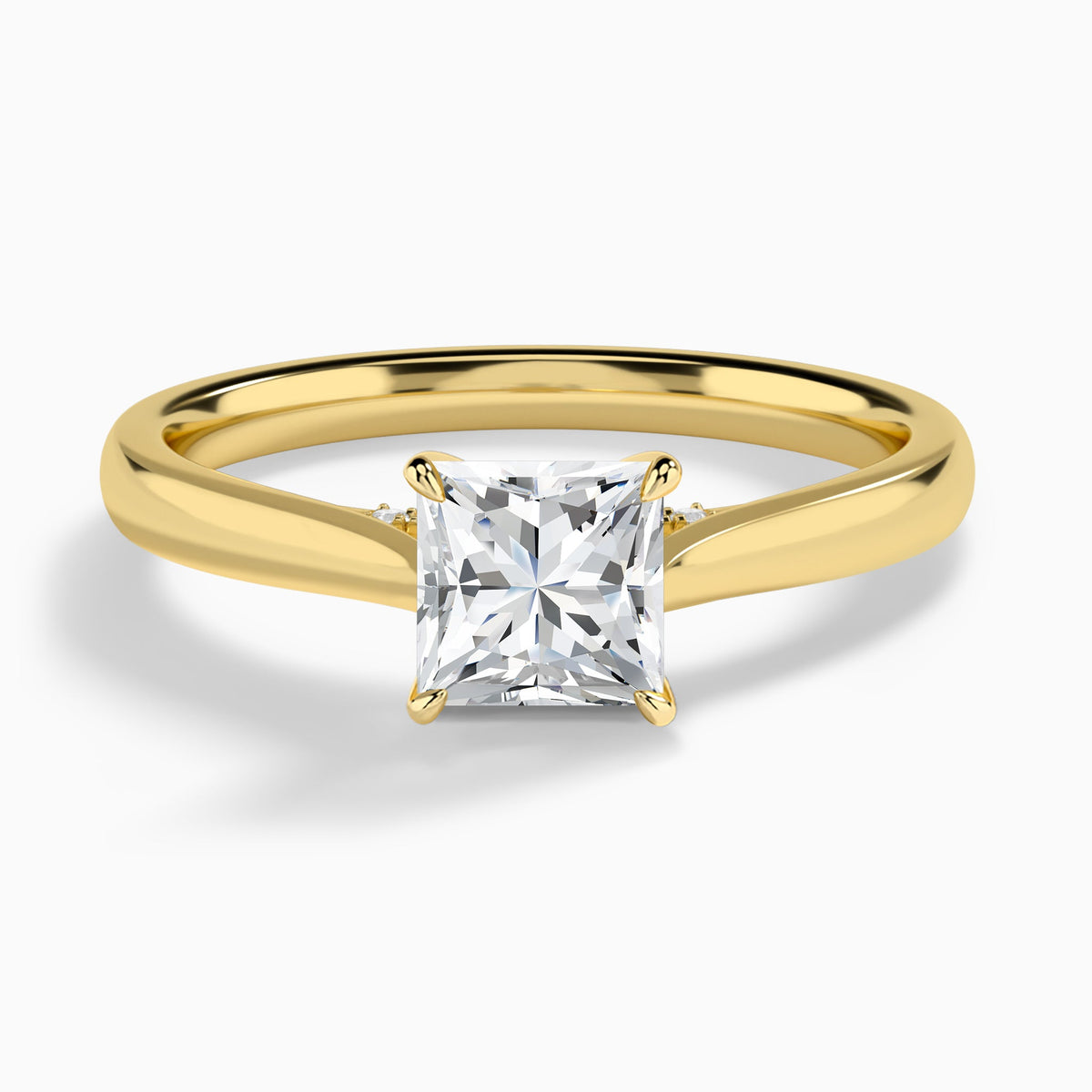 Princess Ophelia Lab Grown Diamond Engagement Ring In 18K Yellow Gold - Lucenjuri