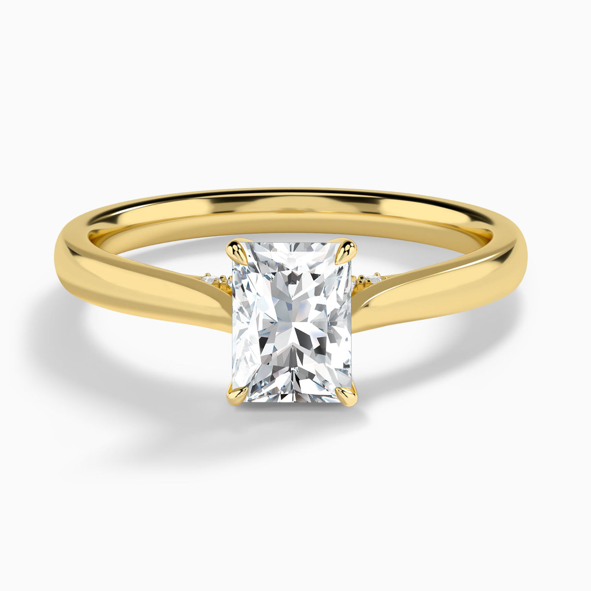 Radiant Ophelia Lab Grown Diamond Engagement Ring In 18K Yellow Gold - Lucenjuri