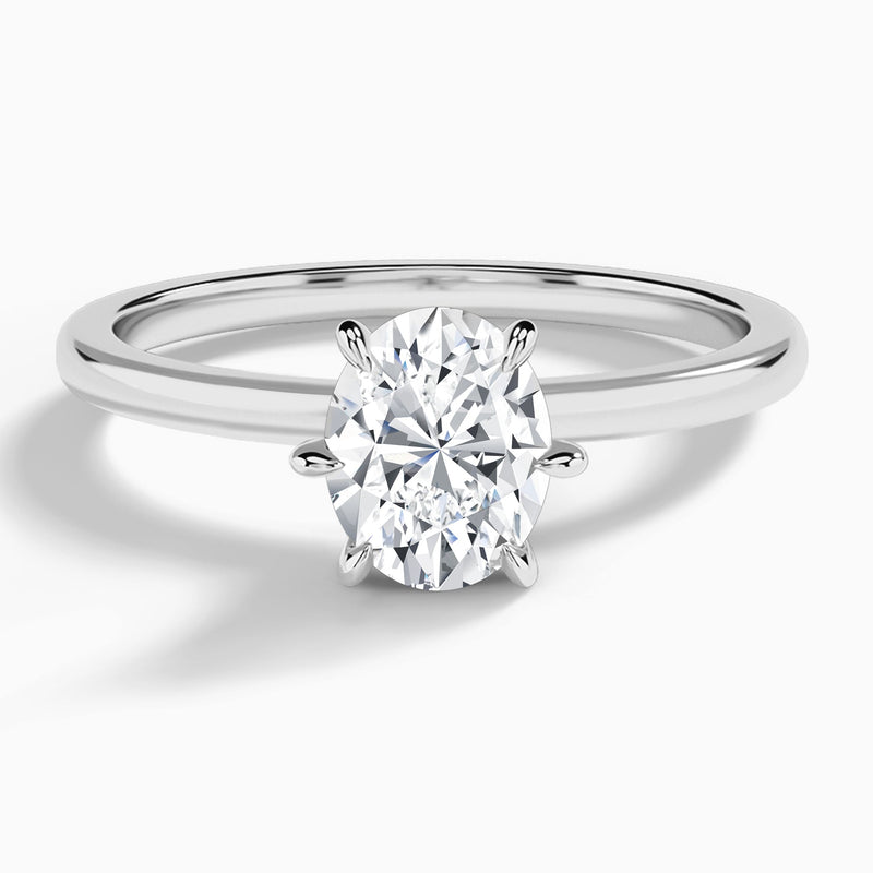 Oval Hidden Halo Six-Prong Lab Diamond Engagement Ring In Platinum - Lucenjuri