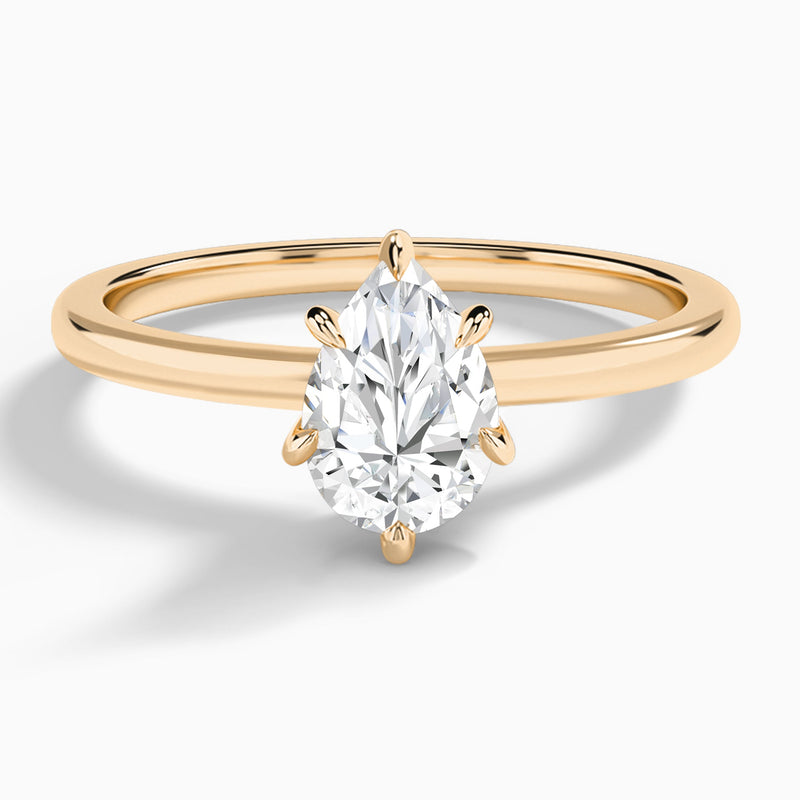 Pear Hidden Halo Six-Prong Lab Diamond Engagement Ring In 14K Rose Gold - Lucenjuri