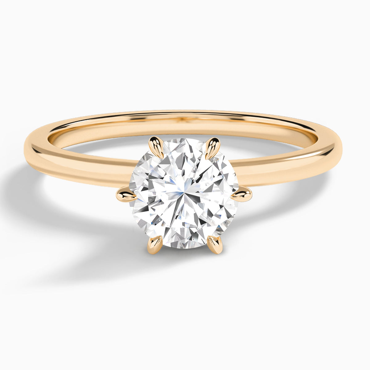 Round Hidden Halo Six-Prong Lab Diamond Engagement Ring In 14K Rose Gold - Lucenjuri