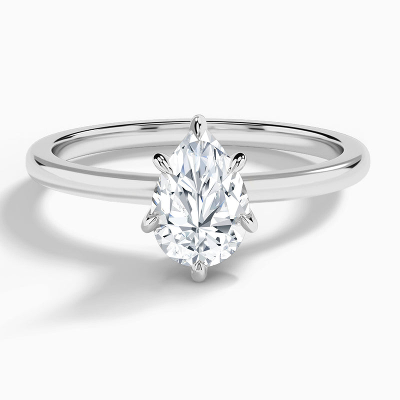 Pear Hidden Halo Six-Prong Lab Diamond Engagement Ring In 18K White Gold - Lucenjuri