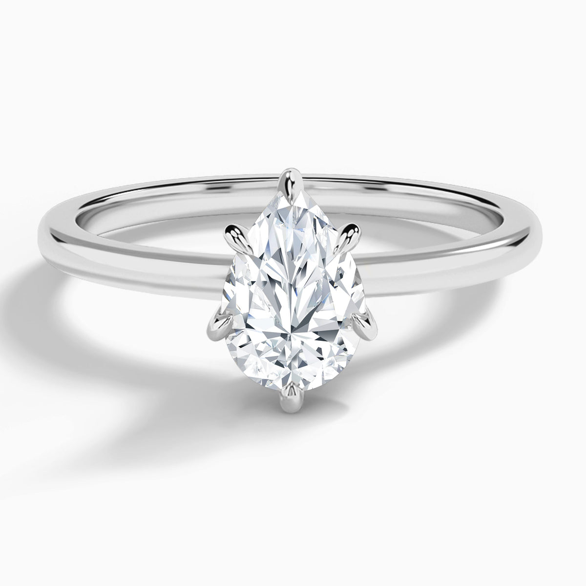 Pear Hidden Halo Six-Prong Lab Diamond Engagement Ring In 18K White Gold - Lucenjuri