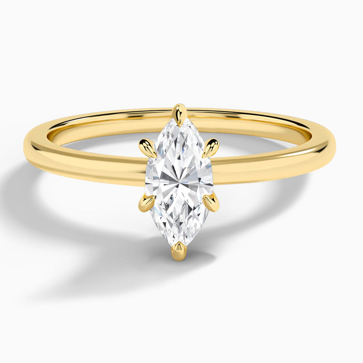Marquise Hidden Halo Six-Prong Lab Diamond Engagement Ring In 18K Yellow Gold - Lucenjuri