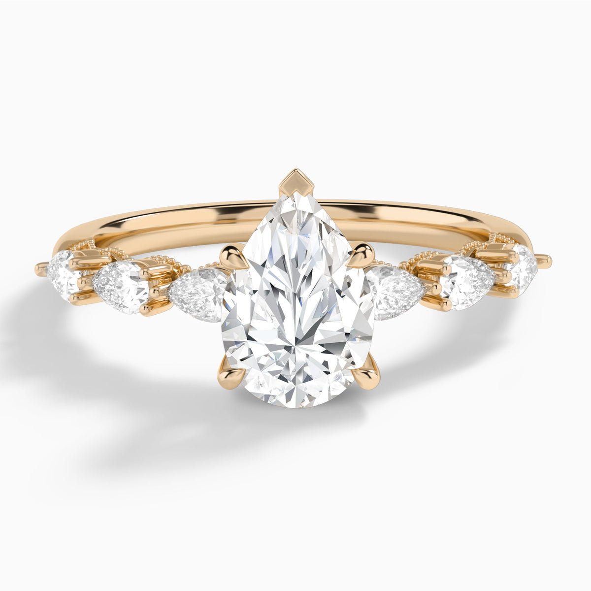 Pear Crescent Pear Lab Diamond Engagement Ring In 14K Rose Gold - Lucenjuri