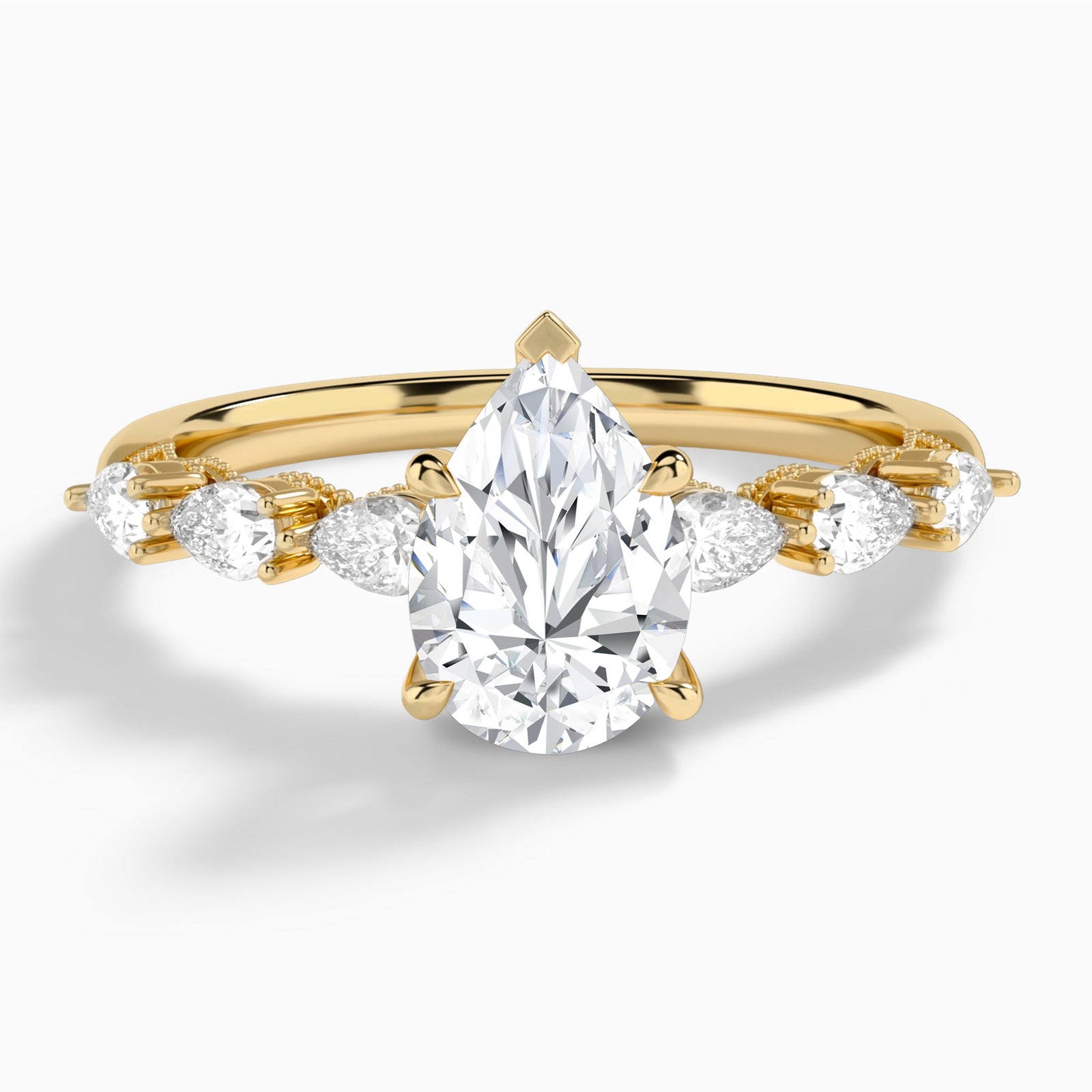 Athena's Crescent Pear Diamond Engagement Ring