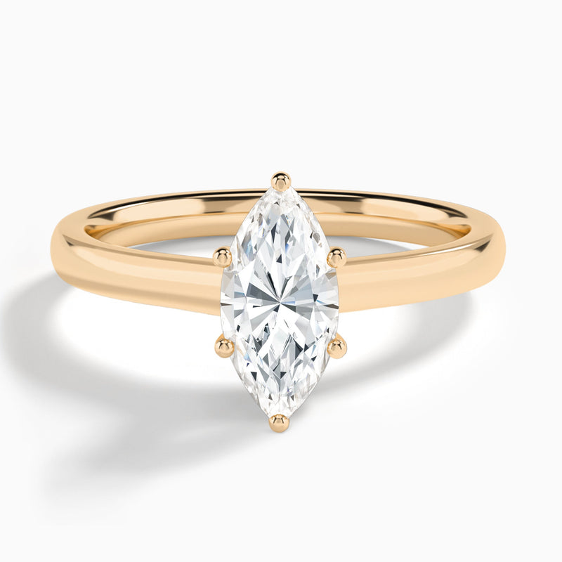 Marquise Six-Prong Hidden Halo Lab Diamond Engagement Ring In 14K Rose Gold - Lucenjuri