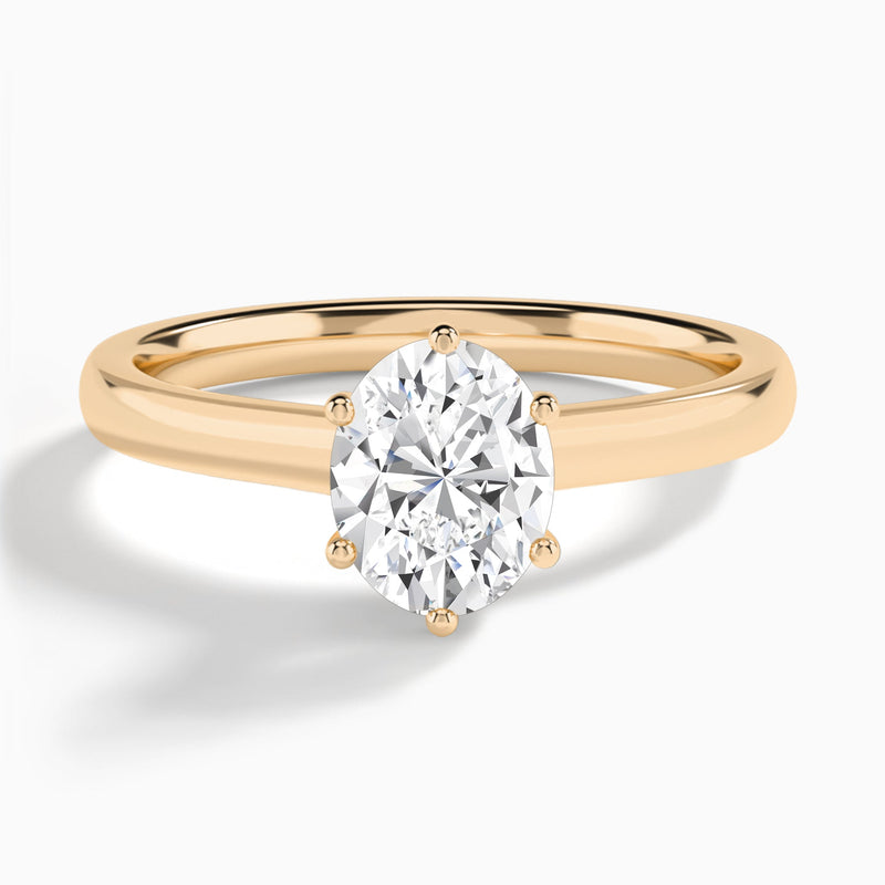Oval Six-Prong Hidden Halo Lab Diamond Engagement Ring In 14K Rose Gold - Lucenjuri