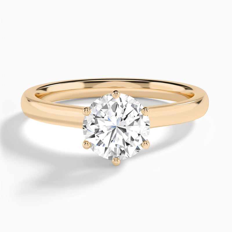 Round Six-Prong Hidden Halo Lab Diamond Engagement Ring In 14K Rose Gold - Lucenjuri