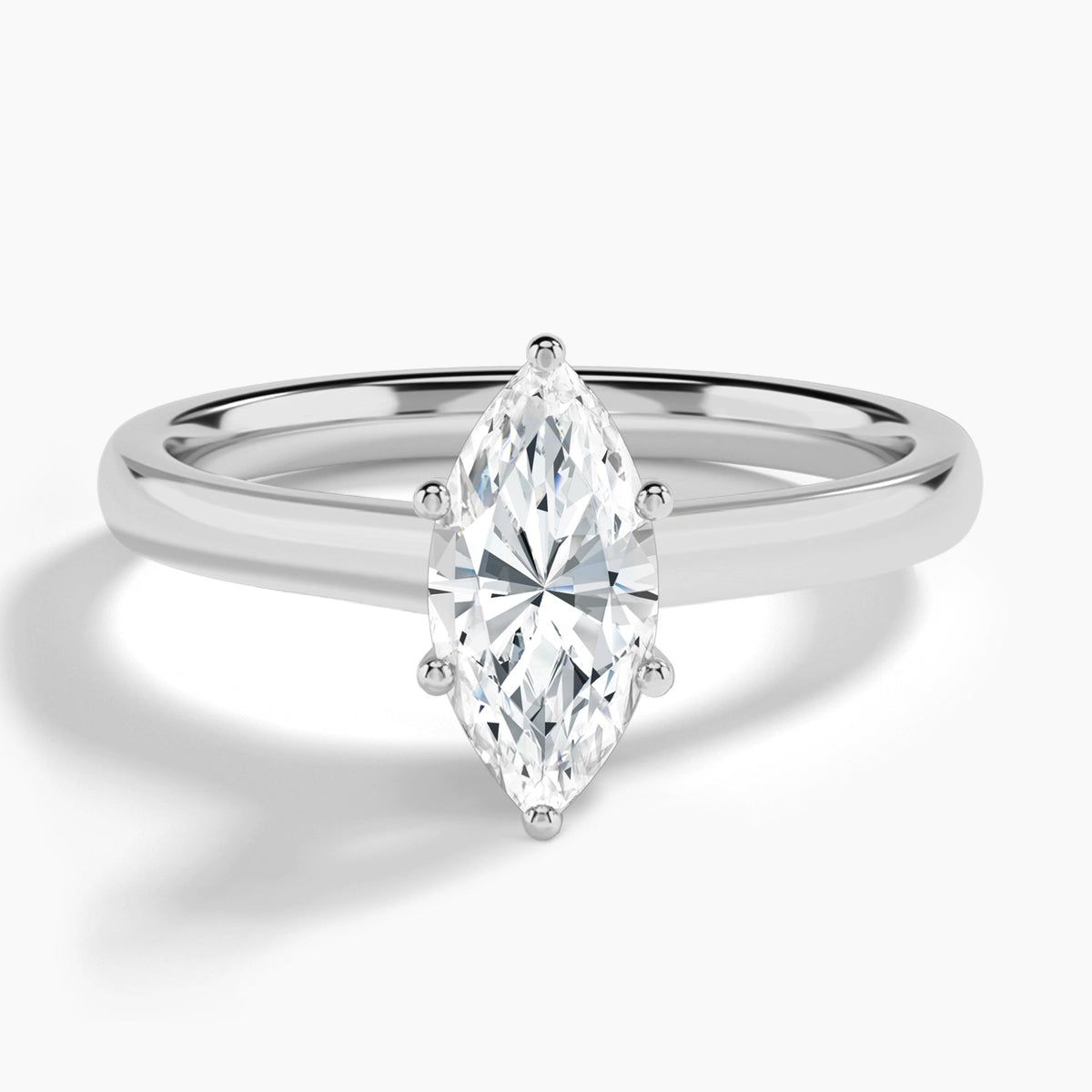 Marquise Six-Prong Hidden Halo Lab Diamond Engagement Ring In 18K White Gold - Lucenjuri