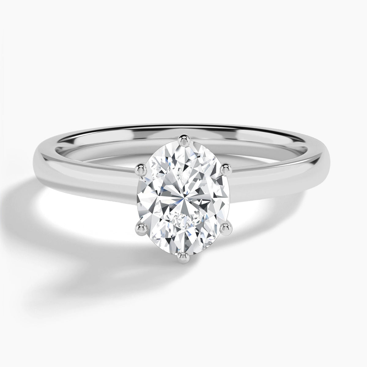 Oval Six-Prong Hidden Halo Lab Diamond Engagement Ring In 18K White Gold - Lucenjuri