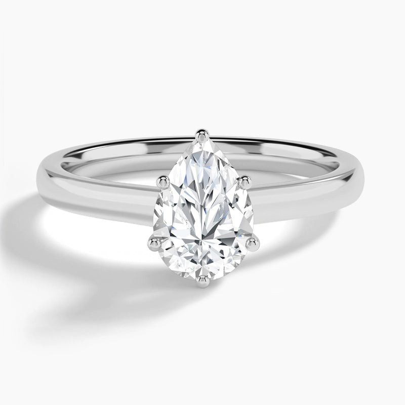 Pear Six-Prong Hidden Halo Lab Diamond Engagement Ring In 18K White Gold - Lucenjuri