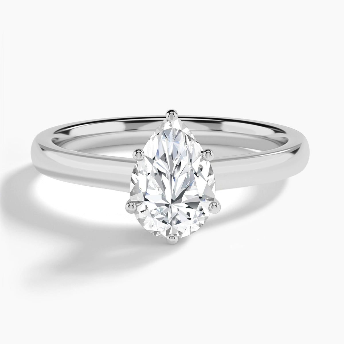 Pear Six-Prong Hidden Halo Lab Diamond Engagement Ring In 18K White Gold - Lucenjuri