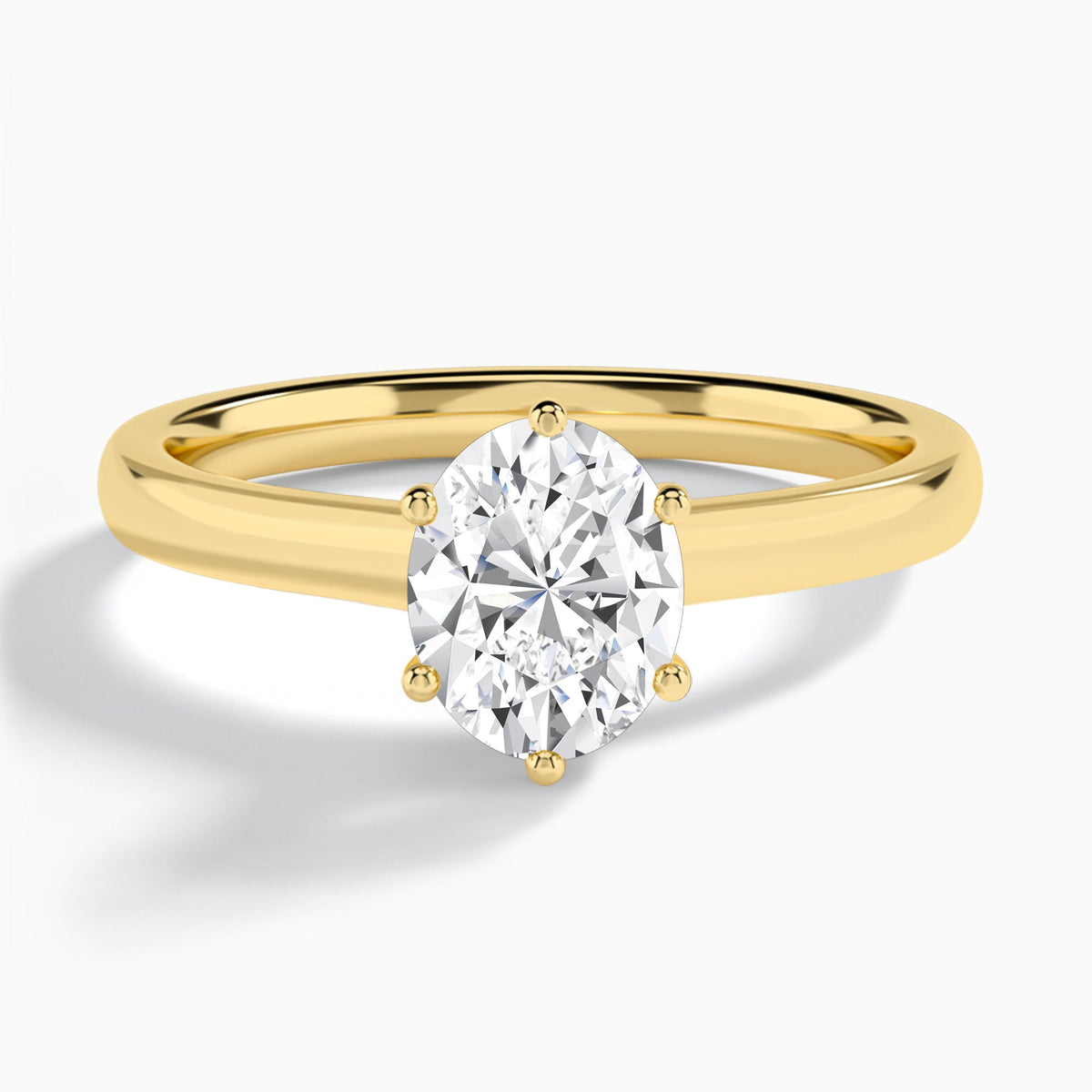 Oval Six-Prong Hidden Halo Lab Diamond Engagement Ring In 14K Yellow Gold - Lucenjuri
