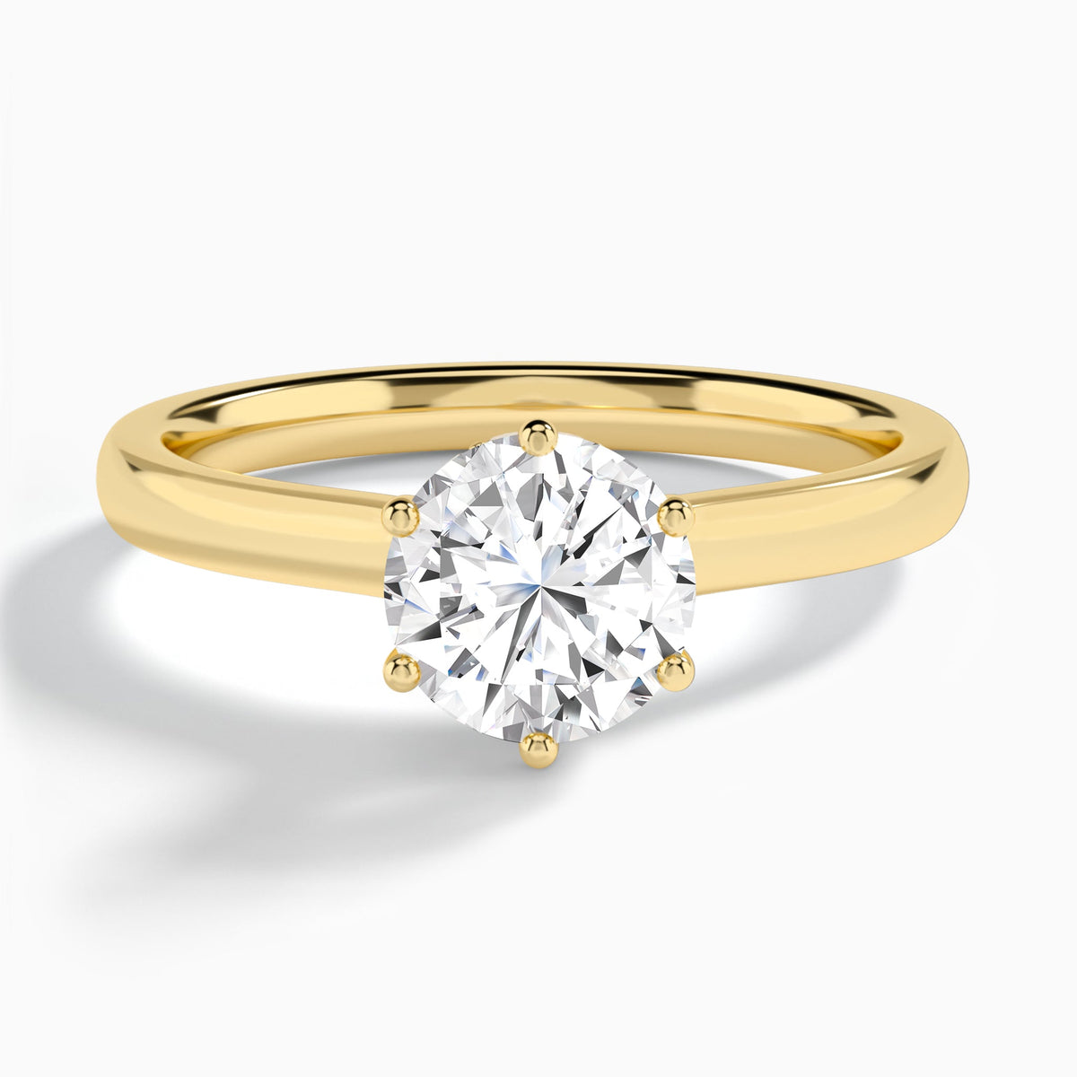 Round Six-Prong Hidden Halo Lab Diamond Engagement Ring In 18K Yellow Gold - Lucenjuri