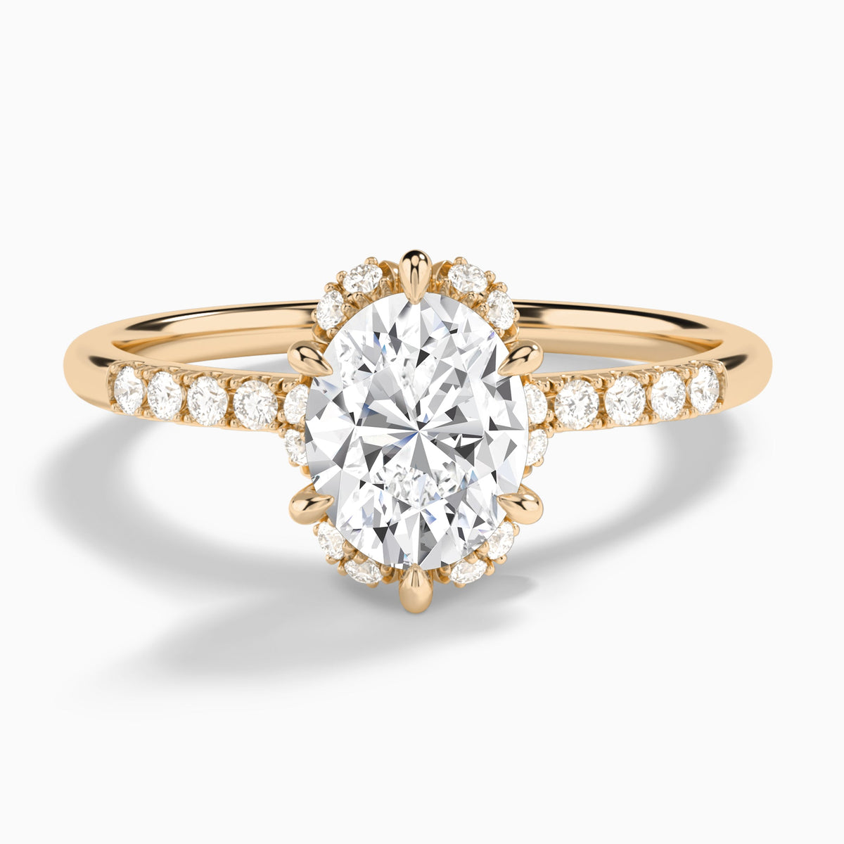 Oval Alya Halo Lab Grown Diamond Engagement Ring In 14K Rose Gold - Lucenjuri