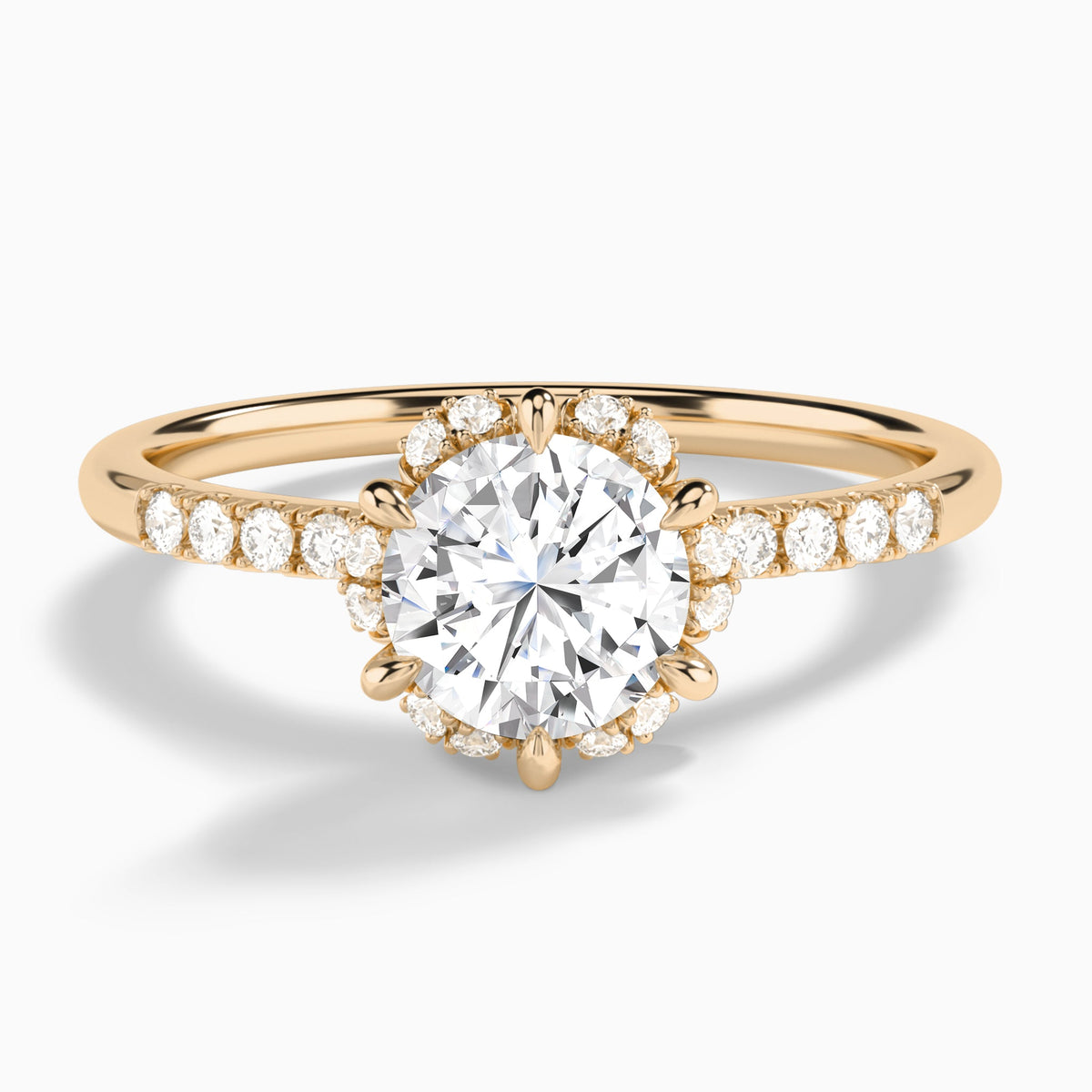 Round Alya Halo Lab Grown Diamond Engagement Ring In 14K Rose Gold - Lucenjuri