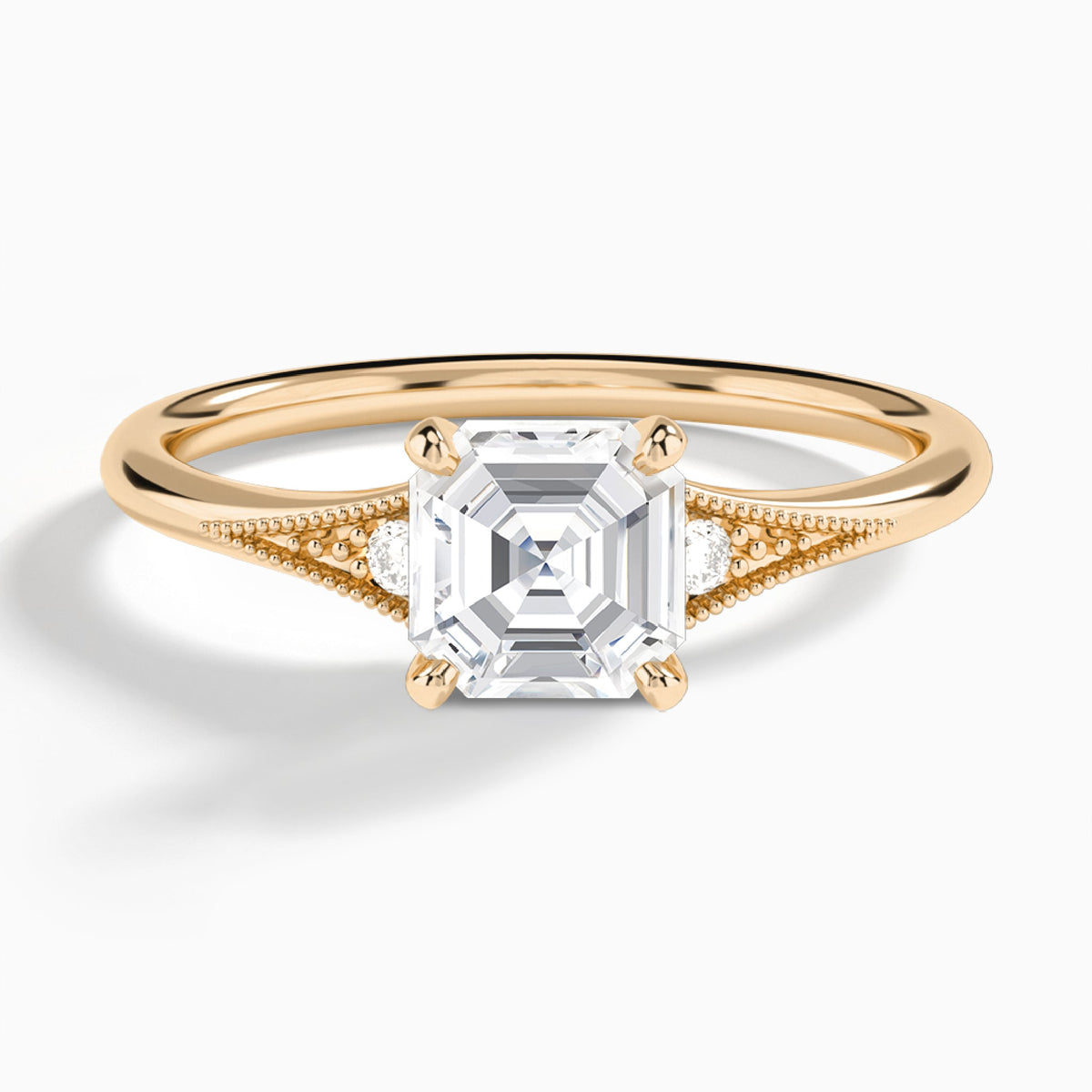 Asscher Petite Hudson Milgrain Lab Diamond Engagement Ring In 14K Rose Gold - Lucenjuri