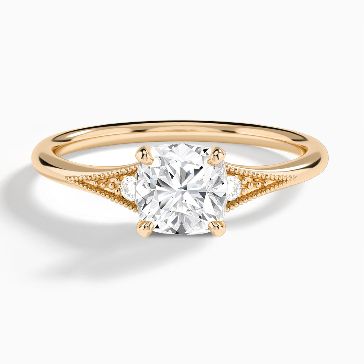 Cushion Petite Hudson Milgrain Lab Diamond Engagement Ring In 14K Rose Gold - Lucenjuri