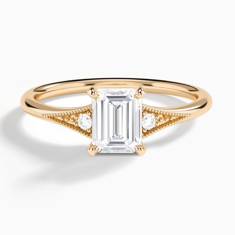 Emerald Petite Hudson Milgrain Lab Diamond Engagement Ring In 14K Rose Gold - Lucenjuri