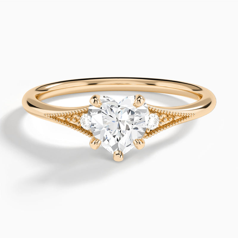 Heart Petite Hudson Milgrain Lab Diamond Engagement Ring In 14K Rose Gold - Lucenjuri