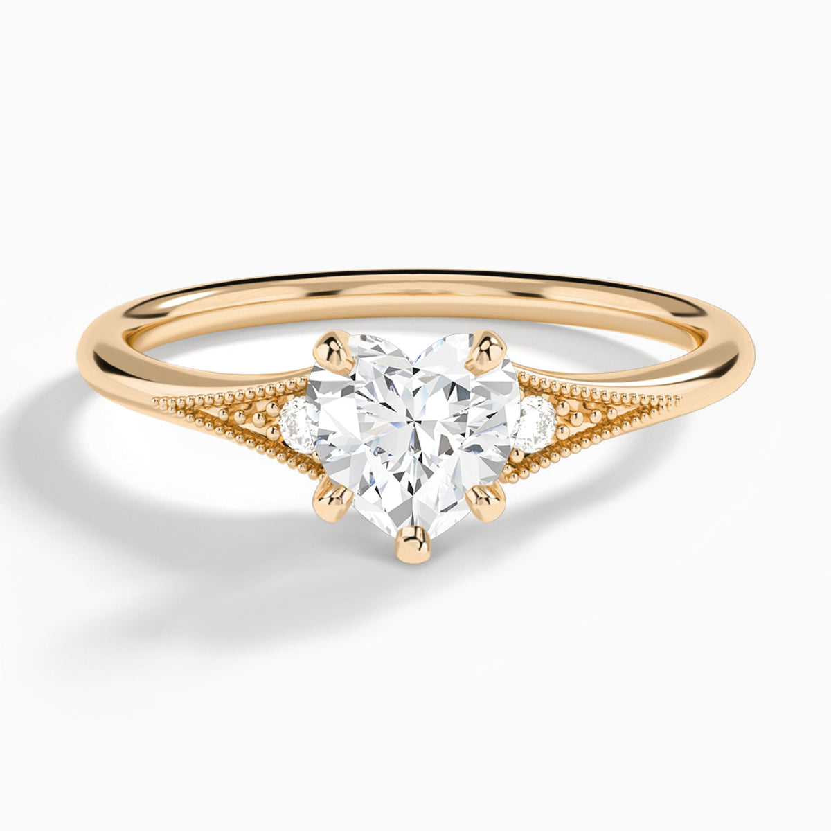 Heart Petite Hudson Milgrain Lab Diamond Engagement Ring In 14K Rose Gold - Lucenjuri