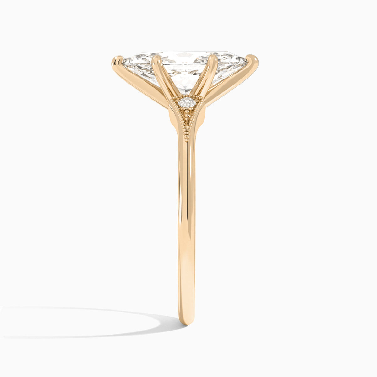 Marquise Petite Hudson Milgrain Lab Diamond Engagement Ring In 14K Rose Gold, Side View