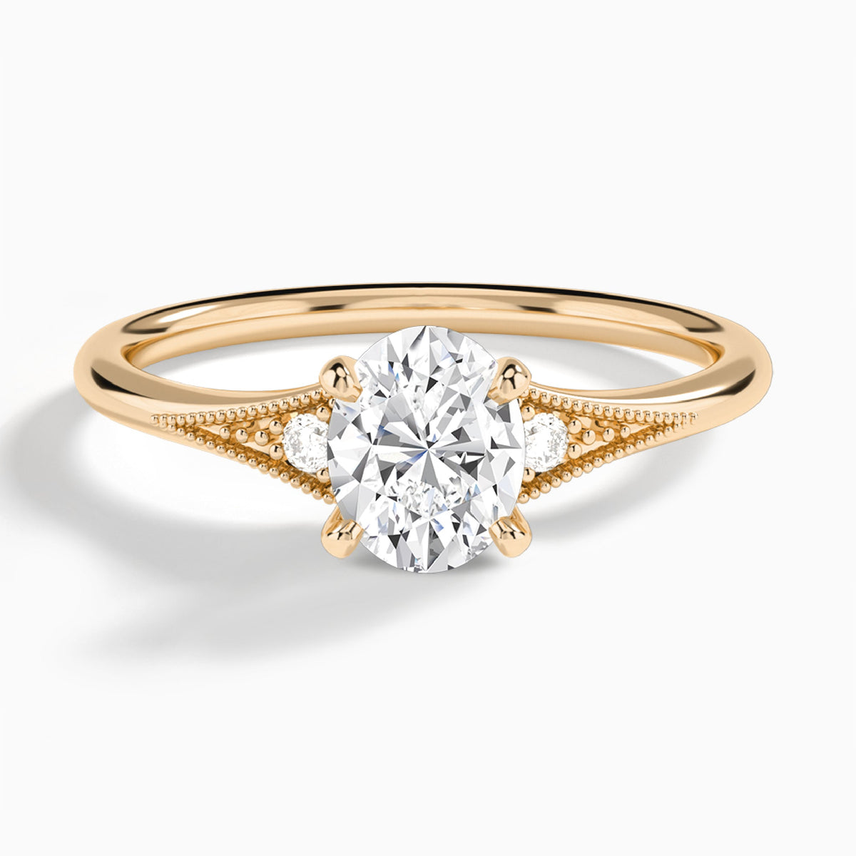 Oval Petite Hudson Milgrain Lab Diamond Engagement Ring In 14K Rose Gold - Lucenjuri