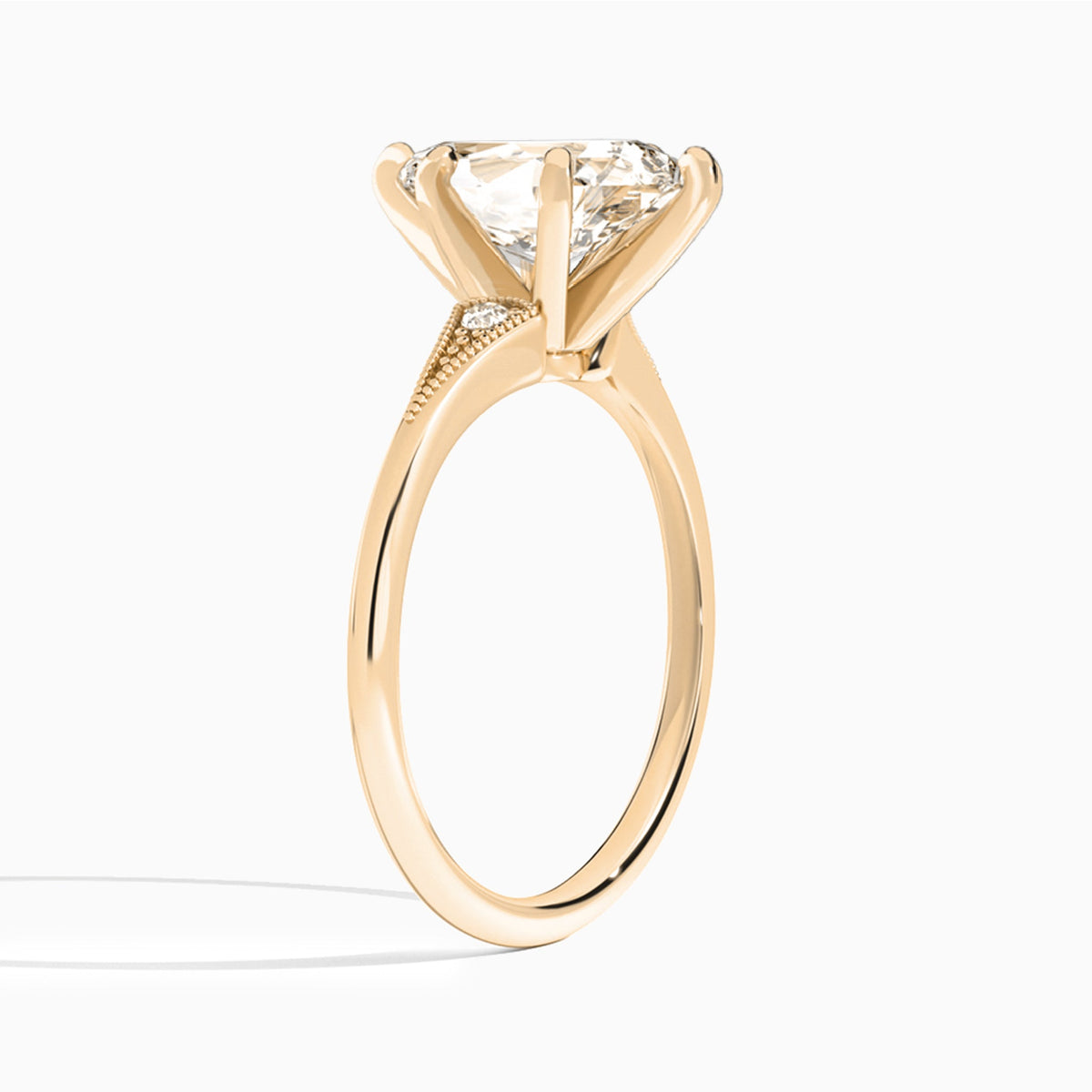 Pear Petite Hudson Milgrain Lab Diamond Engagement Ring In 14K Rose Gold, Angle View