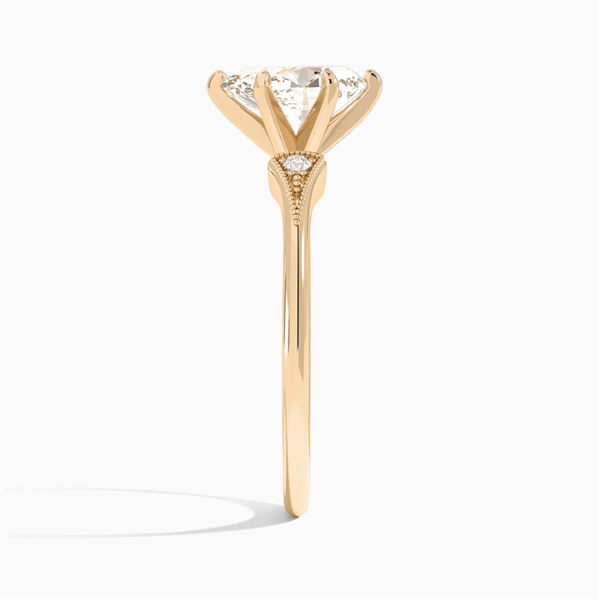 Pear Petite Hudson Milgrain Lab Diamond Engagement Ring In 14K Rose Gold, Side View