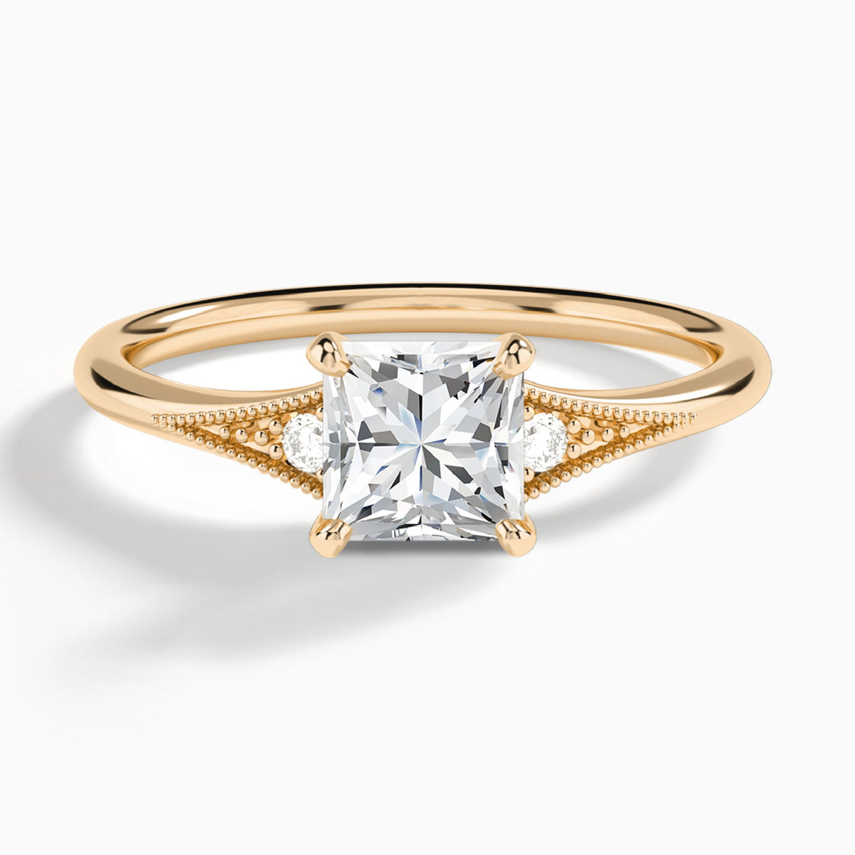 Princess Petite Hudson Milgrain Lab Diamond Engagement Ring In 14K Rose Gold - Lucenjuri