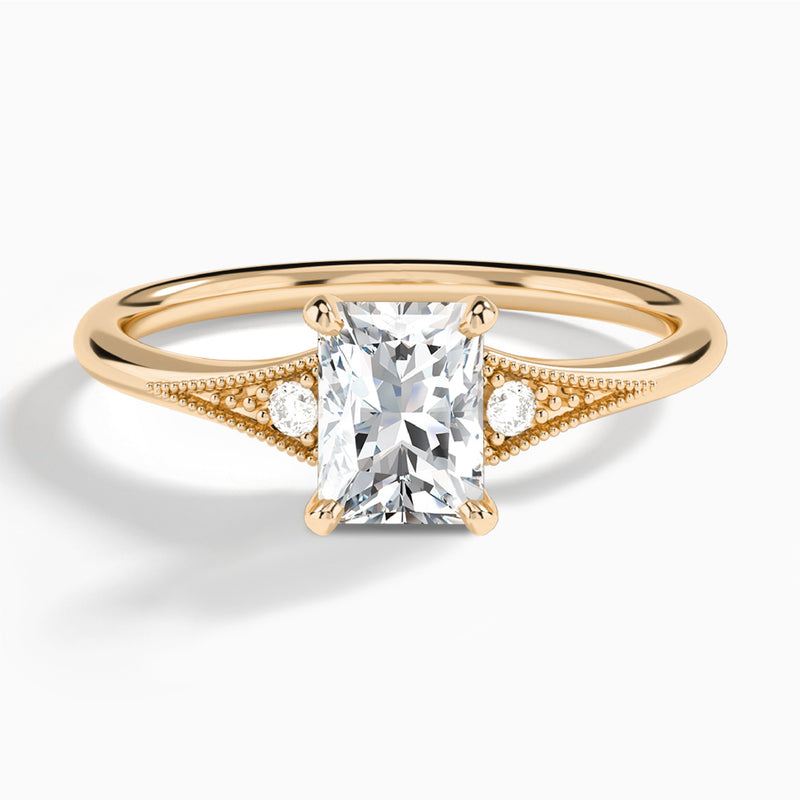 Radiant Petite Hudson Milgrain Lab Diamond Engagement Ring In 14K Rose Gold - Lucenjuri
