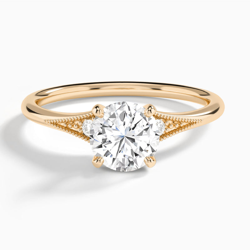 Round Petite Hudson Milgrain Lab Diamond Engagement Ring In 14K Rose Gold - Lucenjuri