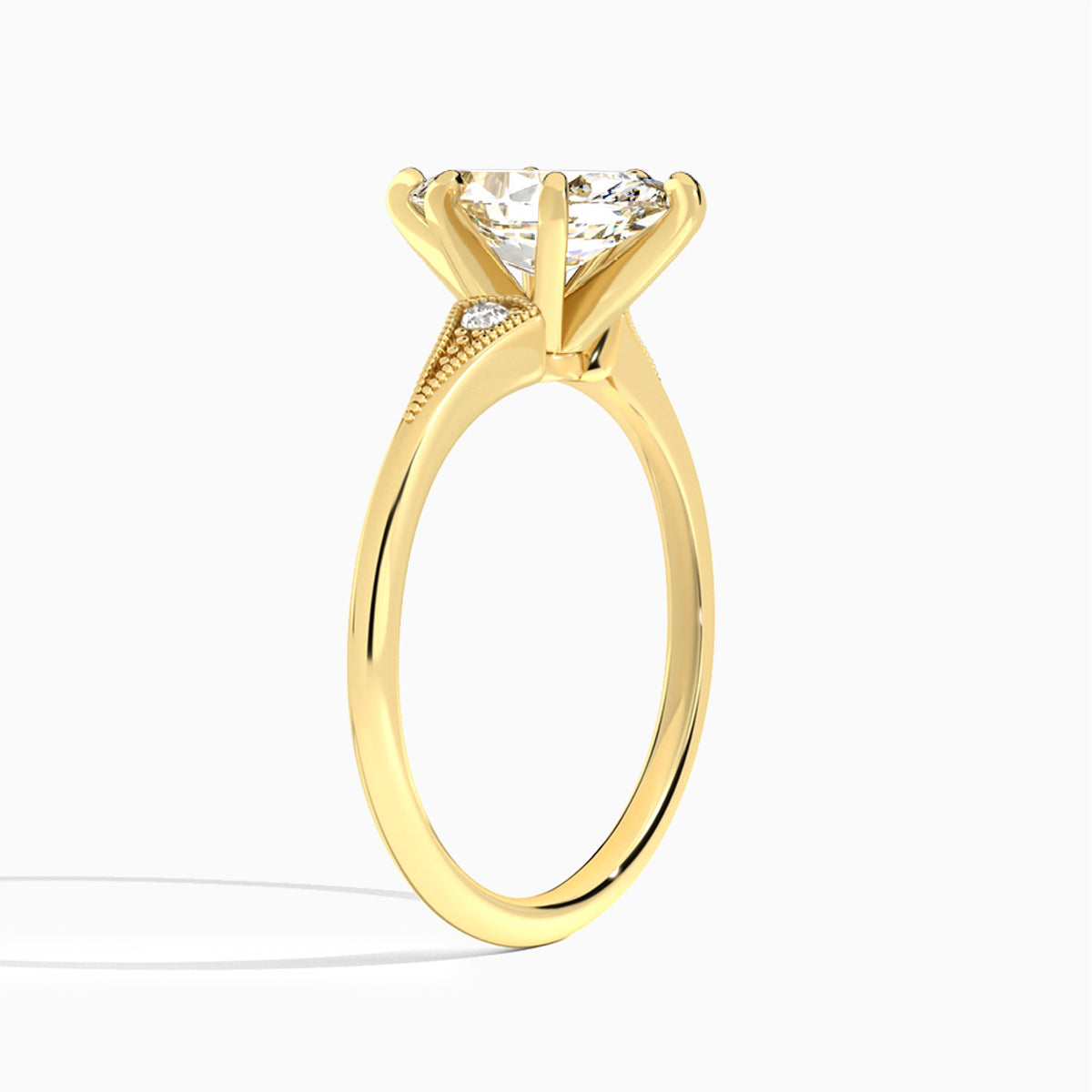 Marquise Petite Hudson Milgrain Lab Diamond Engagement Ring In 18K Yellow Gold, Angle View