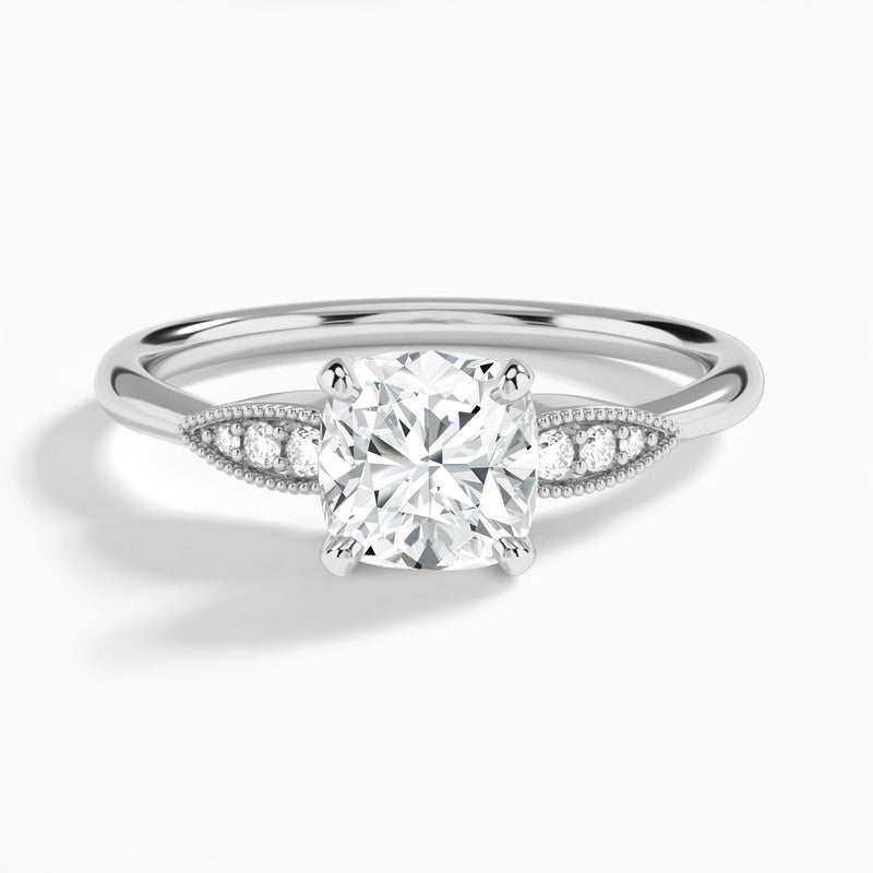 Cushion Perfect Fit Six Side Stone Lab Diamond Engagement Ring In Platinum - Lucenjuri