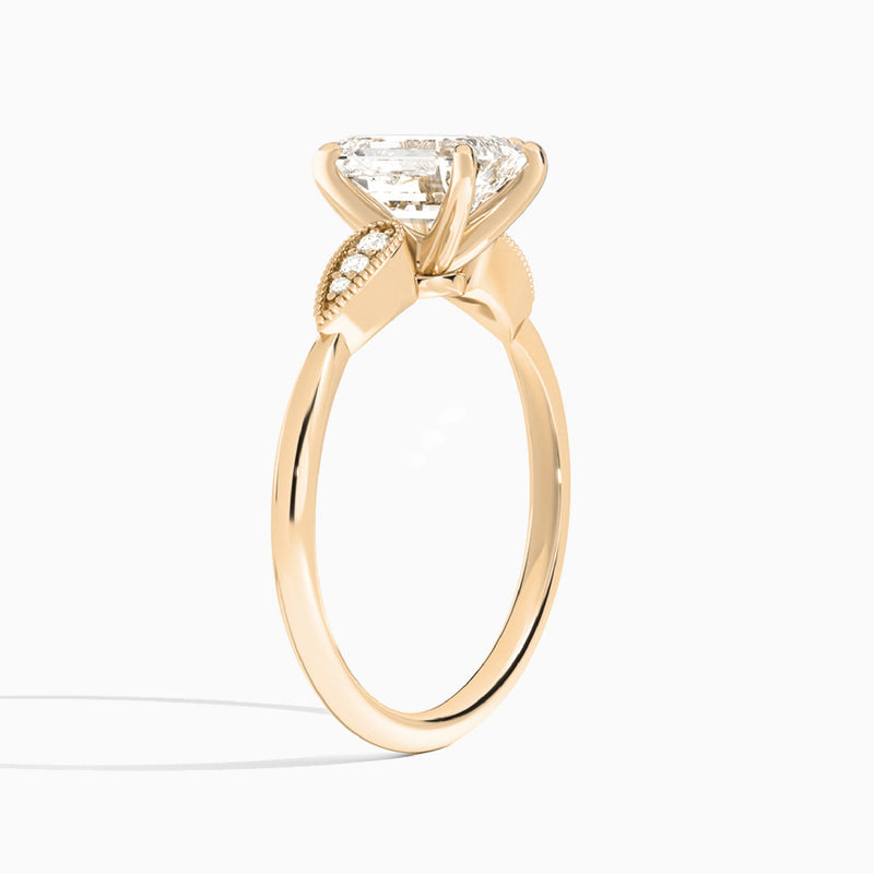 Emerald Perfect Fit Six Side Stone Lab Diamond Engagement Ring In 14K Rose Gold, Angle View