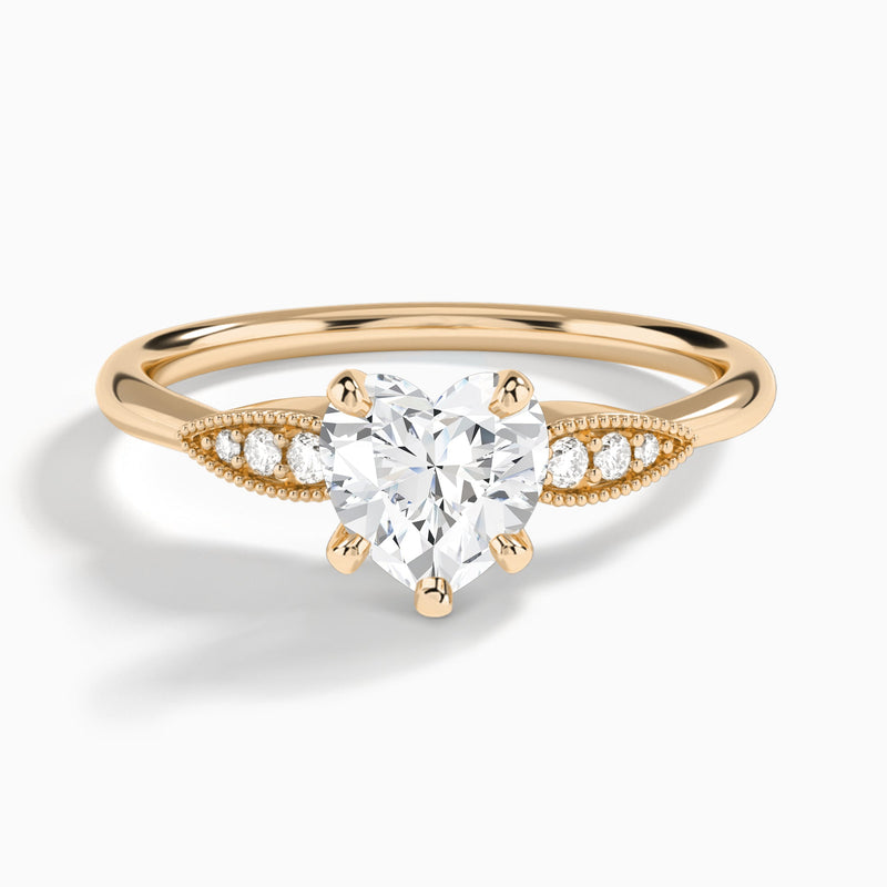Heart Perfect Fit Six Side Stone Lab Diamond Engagement Ring In 14K Rose Gold - Lucenjuri