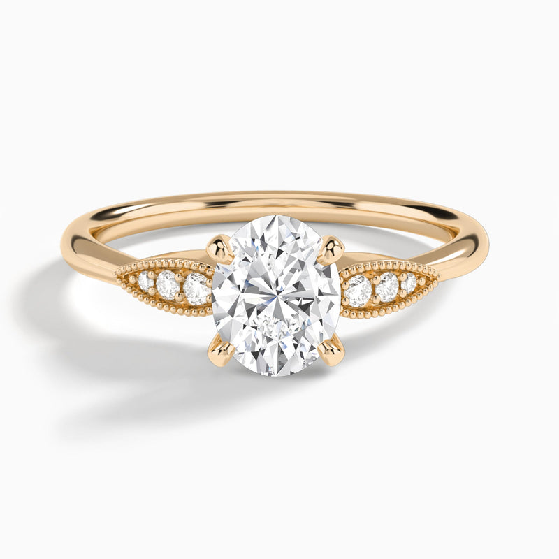 Oval Perfect Fit Six Side Stone Lab Diamond Engagement Ring In 14K Rose Gold - Lucenjuri