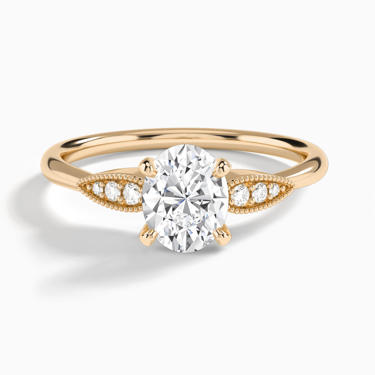 Oval Perfect Fit Six Side Stone Lab Diamond Engagement Ring In 14K Rose Gold - Lucenjuri