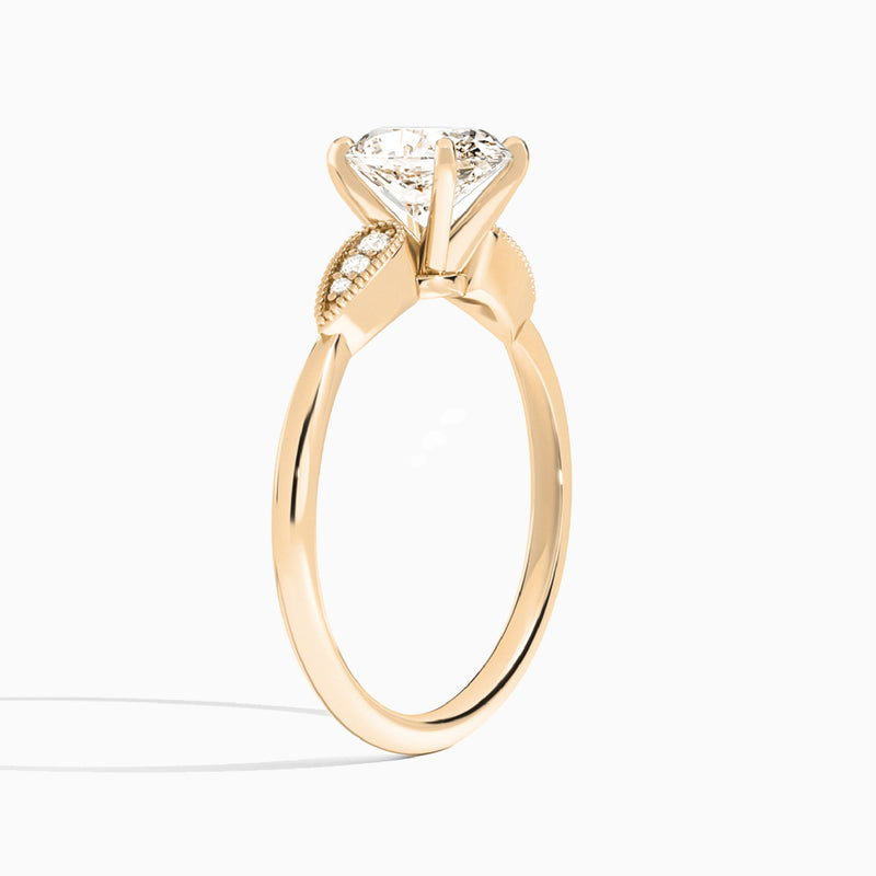 Oval Perfect Fit Six Side Stone Lab Diamond Engagement Ring In 14K Rose Gold, Angle View