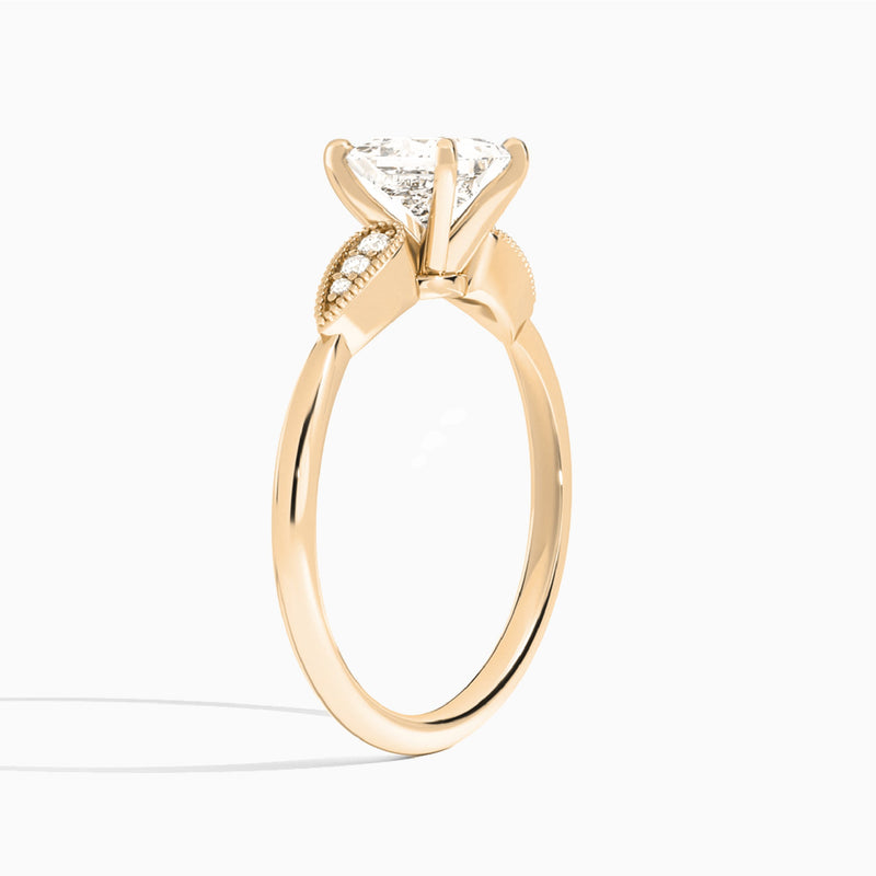 Princess Perfect Fit Six Side Stone Lab Diamond Engagement Ring In 14K Rose Gold, Angle View