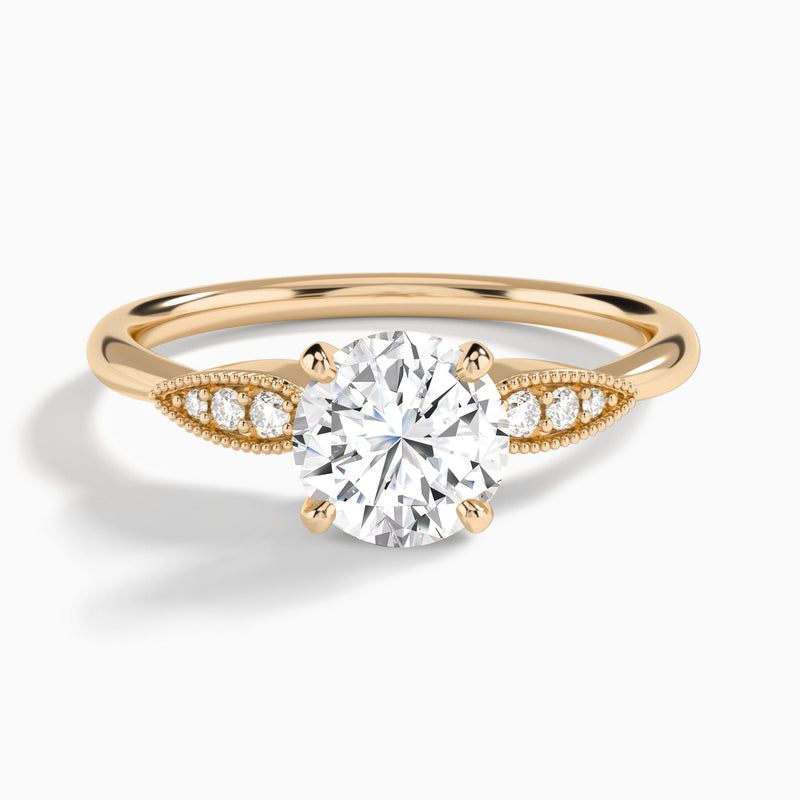 Round Perfect Fit Six Side Stone Lab Diamond Engagement Ring In 14K Rose Gold - Lucenjuri