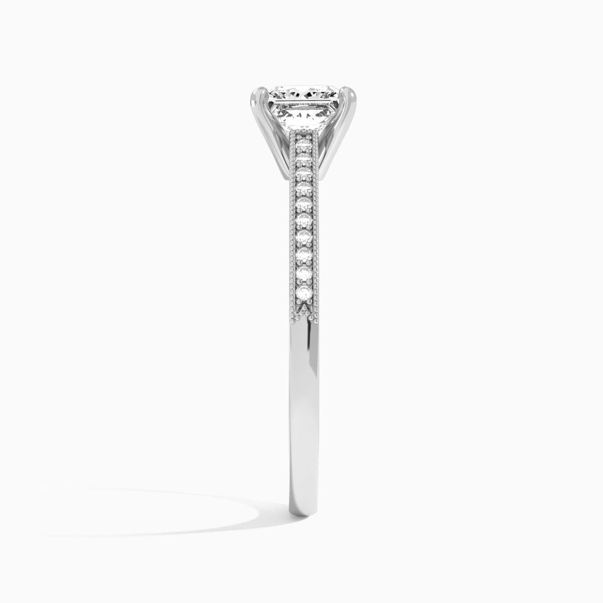Princess Luxe Hudson Lab Grown Diamond Engagement Ring In Platinum, Side View