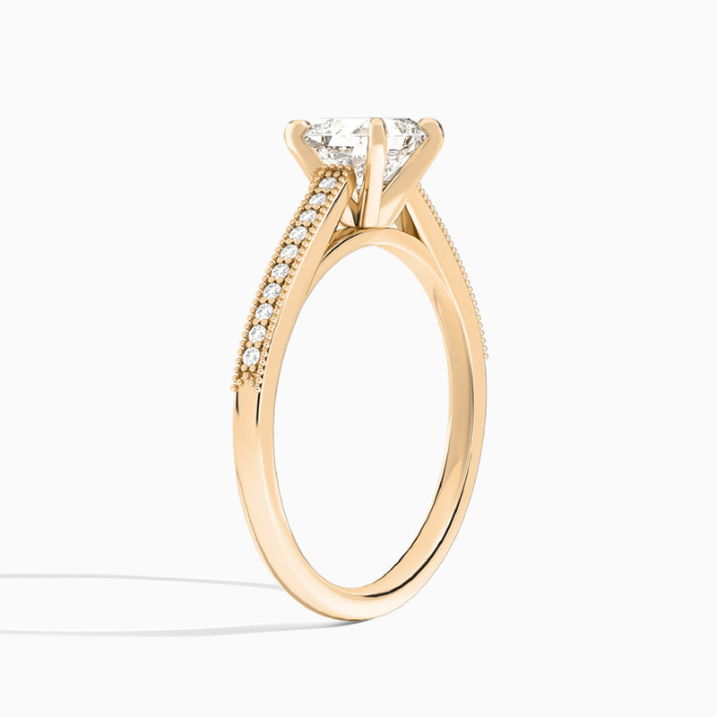 Asscher Luxe Hudson Lab Grown Diamond Engagement Ring In 14K Rose Gold, Angle View