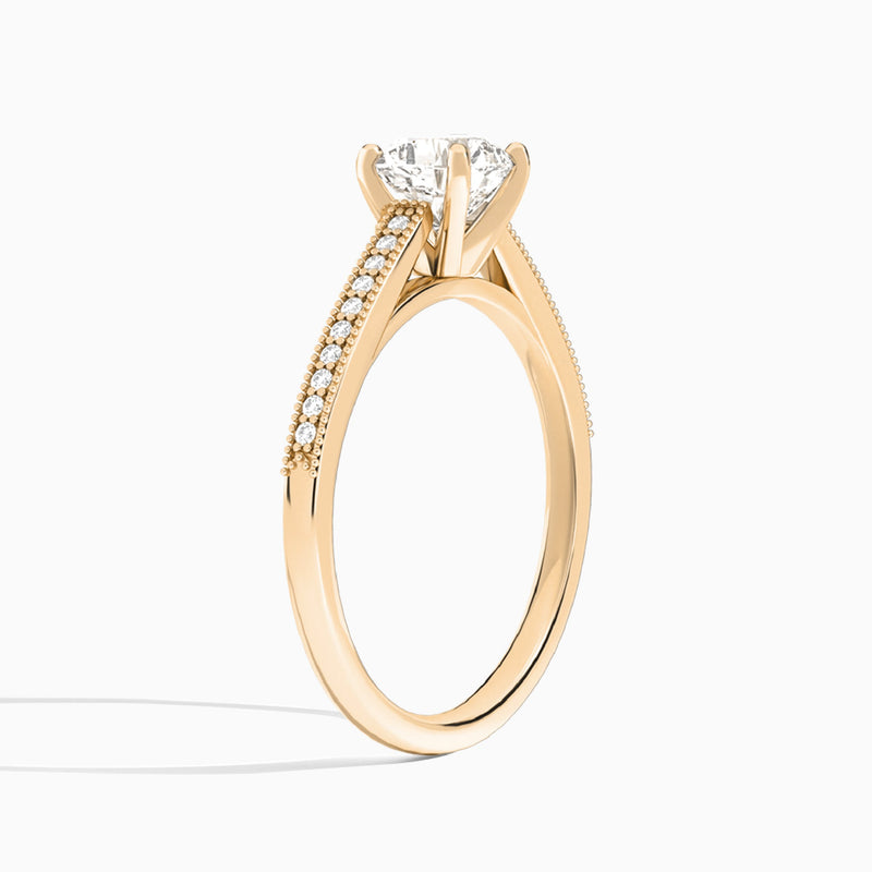 Cushion Luxe Hudson Lab Grown Diamond Engagement Ring In 14K Rose Gold, Angle View