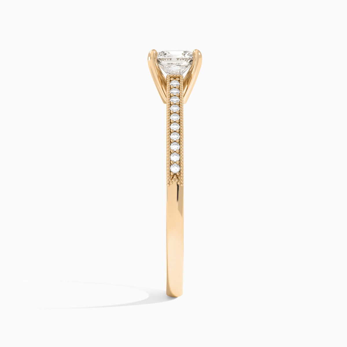 Cushion Luxe Hudson Lab Grown Diamond Engagement Ring In 14K Rose Gold, Side View